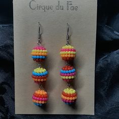 Earrings Retro Rainbow Earrings For Gift, Retro Multicolor Drop Earrings, Handmade Retro Multicolor Earrings, Multicolor Nickel-free Retro Jewelry, Retro Multicolor Nickel-free Jewelry, Fun Multicolor Dangle Hoop Earrings, Adjustable Multicolor Round Earrings, Fun Multicolor Drop Earrings, Retro Multicolor Jewelry With Matching Earrings