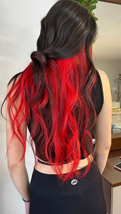 Bright Red Hair Dye, Dark Red Hair Dye, Two Color Hair, Red Hair Looks, Black Red Hair, Dyed Red Hair, Goth Hair, Bright Red Hair, Dyed Hair Inspiration