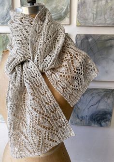 Whitethistle Scarf or Stole by Knitspot Knitting A Scarf, Knit Throw Blanket Pattern, Throw Blanket Pattern, Knit Scarves, Lace Knitting Patterns, Small Scarf, Sheer Scarf, Knit Throw Blanket, Silk Knit