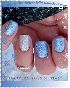 Eat Real You Drop Color Street, Just A Gleamer Color Atreet, January Color Street Ideas, Color Street Nails Combos Winter 2023, Color Street Winter Nails, Winter Color Street Nails Ideas, Winter Colorstreet Combos, Winter Nails Blue And White, Frozen Inspired Nails