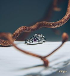 Curved silver branch ring with amethyst is a gift from the forest fairy. These nature symbols wrap your finger and dazzle with stones on this whimsical engagement ring. This graceful design is the perfect way to express your love for nature and your love for your partner. Whimsical Engagement Ring, Curved Engagement Ring, Nature Symbols, Branch Ring, Local Jewelry, Forest Fairy, The Forest, Solid 925 Sterling Silver, Semiprecious Stones