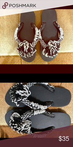 Black beaded slippers African hand beaded slippers Utopia Africa Designs Shoes Slippers Rubber Slippers Design Ideas, White Beaded Sandals With Round Toe, White Beaded Beach Sandals, White Beaded Sandals For Beach, Casual White Beaded Sandals, White Beaded Sandals For Vacation, White Beaded Open Toe Sandals, Black Beaded Adjustable Sandals, Adjustable Beaded Black Sandals