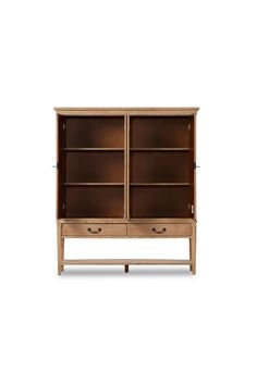 an open bookcase with two drawers on the bottom and one drawer at the top