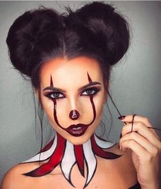 Makeup Zombie, Makeup Clown, Halloween Makeup Clown, Holloween Makeup, Creepy Halloween Makeup, Cute Halloween Makeup, Halloween Makeup Pretty, Cool Halloween Makeup, Halloween Clown