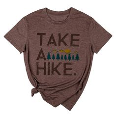 PRICES MAY VARY. Cotton blend, Soft and Comfortable Take A Hike Letter Printed, Camping Hiking Graphic Tee tops, Short Sleeves, O-Neck T-Shirt, loose fit. Perfect for Vacation, mountain Climbing, Holiday, Casual and Out for Fun. Womens Casual T-shirt, Suit for spring, summer, fall, Good Choice to match with jeans, leggings, Great gift for you and friends. Casual tees for Women, Suggest To Hand/Machine Wash Cold Water. Xiaomomo Womens Take A Hike Printed Short Sleeves T-Shirt Casual Camping Hikin Hiking Graphic, Funny Vacation, Camping Shirts, Hiking Tshirt, Mountain Shirt, Casual Tees, Hiking Shirts, Take A Hike, T Shirt Image