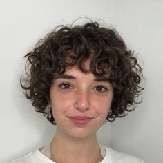 Stacked Haircuts For Curly Hair, Short Really Curly Hair, Curly Micro Bob, Nonbinary Hair Curly, Curly Micro Bangs, Nonbinary Hairstyles, Short Curly Shag Haircut, Curly Bowl Cut, Short Curly Shag With Bangs