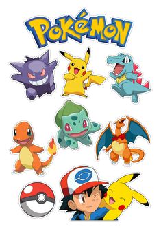 the pokemon stickers are all different shapes and sizes