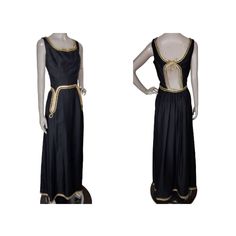 Absolutely Stunning Vintage 1930's/40's Rose Williams Of Bethesda Formal Black Dress With Beautiful Woven Metallic Gold Detailing Throughout The Dress And Along The Trim, Darted Bust, Cutout Back With Woven Gold Fringe Bow Detailing, Hidden Metal Side Zipper Closure, No Size/Material Tag Fits Like A Modern S/M Depending On Your Measurements And Desired Fit, Please Refer To Measurements For Accurate Fit. Approximate Measurements Taken With Item Laying Flat Armpit To Armpit:18" Waist:13" Hips:21" Formal Black Dress, Rose Williams, Gold Fringe, Black Dress Formal, Formal Party, Black Metallic, Metallic Gold, Gold Trim, Side Zipper