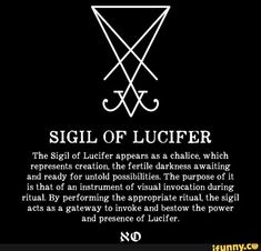 the sigil of lucifier is shown in black and white, with an inverted symbol above it