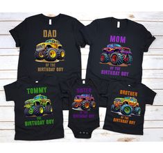 These matching family shirts are the perfect shirts for the whole family at the birthday party! HOW TO ORDER more than one: click the dropdown tab and click on a size. Click the next dropdown tab to choose your shirt and add to cart. Go back to the listing and choose another size. Choose your quote. Click add to cart. When you click on your cart, both shirts will be there. Repeat for more. Feel free to message me with any questions! Baby Onesies: 3-6m, 6-9m, 9-12m, 12-18m, 18-24m Dress your baby Monster Truck Birthday Shirt, Monster Truck Shirt, Truck Shirt, Monster Truck Birthday, Truck Shirts, Family Shirts Matching, Family Birthday, Family Birthdays, Toddler Tees