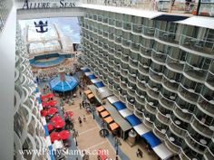 an aerial view of the inside of a cruise ship