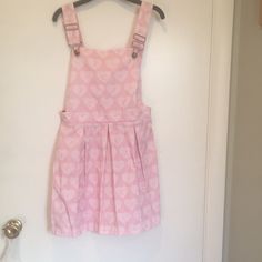 Nwot Pink Overall Dress With Hearts. Straps Can Be Adjusted.There Is A Side Zipper On The Skirt.Never Been Worn. Casual Spring Dress With Heart Print, Pink Heart Print Short Sleeve Dress, Pink Short Sleeve Dress With Heart Print, Spring Heart Print Sleeveless Dress, Heart Print Sleeveless Dress For Spring, Sleeveless Heart Print Dresses For Spring, Sleeveless Heart Print Spring Dress, Casual Sleeveless Heart Print Dress, Cute Heart Print Dresses For Spring