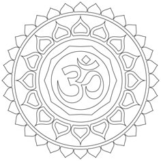 the symbol of yoga in a circle with an ornament on it, as well as