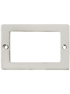 a square metal frame with two screws on the bottom and one hole in the middle