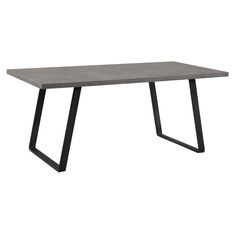 a concrete table with black metal legs