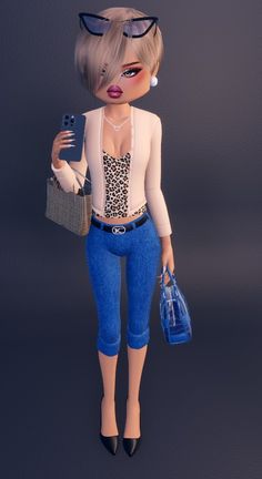 a woman in tights and heels holding a purse, cell phone and handbag