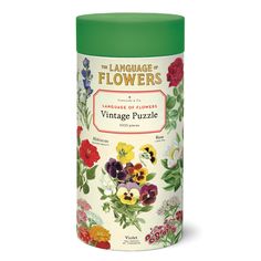 Vintage floral puzzle titled Language of Flowers Puzzle with 1000 pieces, featuring imagery from the Cavallini archives. Engagement Games, Chicago Gifts, Miscellaneous Gifts, Garden Frame, Muslin Bags, Language Of Flowers, 1000 Piece Jigsaw Puzzles, Candle Diffuser, Grad Gifts