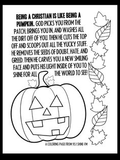 a coloring page with an image of a pumpkin and the words being a christian is like being