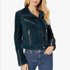 Nwt Blanknyc Cropped Suede Leather Moto Jacket Retail: $198 Size: Us Small Color: Galactic Teal Retail: Blanknyc Suede Moto Jacket, Cropped Moto Jacket, Suede Moto Jacket, Jackets Women, Leather Motorcycle Jacket, Blank Nyc, Leather Moto Jacket, Luxury Clothing, Leather Jackets Women