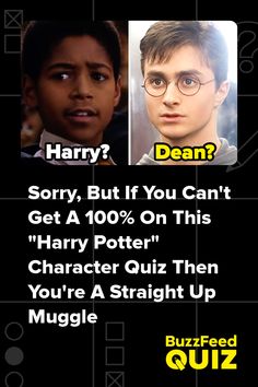 two harry potters faces with the caption'sorry, but if you can't get a 10 % on this harry potter quiz then character quiz then you'rea straight up muggle