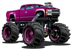 a pink monster truck with big wheels on a white background stock photo image and royalty