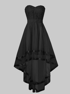 Strapless High Low Party Dress - Black - 3P79475522 - Women's Clothing  #WomensClothing #Women's #Clothing High Low Party Dresses, Strapless Chiffon Dress, Cocktail Dress Style, High Low Prom Dress, Maxi Evening Dress, Chiffon Dresses, Black Evening Dresses, Evening Dresses Elegant, Maxi Dress Evening