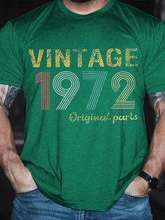 Men's 50 Year Old Gifts Vintage 1972 Limited Edition 50th Birthday Classic T-shirt Retro Short Sleeve T-shirt For Birthday, Summer Anniversary Crew Neck T-shirt, Summer Crew Neck T-shirt For Anniversary, Vintage Letter Print Tops For Anniversary, Vintage T-shirt For Father's Day Anniversary, Vintage Letter Print T-shirt For Father's Day, Father's Day Anniversary Graphic Print Tops, Anniversary Graphic Tee With Letter Print, Retro Pre-shrunk T-shirt For Anniversary