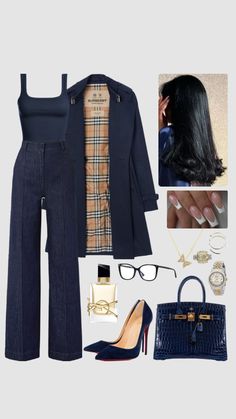 🌧️☕️ The Morning Show Outfits, All Navy Outfit, Office Wardrobe, Mode Zara, Navy Outfit, Classy Fashion