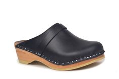 Classic Swedish clog style in black leather. Made on our varnished original bottoms. - Black leather - Varnished Troentorp Clogs' Original bottoms - Anatomically constructed footbed with arch support - Natural alderwood footbed for ultimate moist absorption - Heel Height: 5.5 cm (2.2 inches) *TROENTORP SIZE GUIDE* Women's Clog Sizes: EUR 35 | USA 5 - 5 1/2 (232mm | 9 3/16 inches) EUR 36 | USA 6 - 6 1/2 (239mm | 9 7/16 inches) EUR 37 | USA 7 - 7 1/2 (246mm | 9 11/16 inches) EUR 38 | USA 8 - 8 1/2 Troentorp Clogs, Vegan Clogs, Clogs For Women, Clog Style, Swedish Clogs, Mens Clogs, Clogs Style, Suede Clogs, Shoes Photo