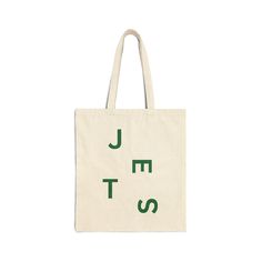 J E T S Natural Canvas Tote Bag 100% Cotton Canvas 15" x 16" Everyday Tan Shoulder Bag With Logo, Tan Cotton Bags For Daily Use, Tan Cotton Tote Bag, Casual Canvas Travel Bag With Logo, Casual Canvas Bag With Logo For Travel, Casual Everyday Bags With Logo, Casual Tan Bag, Casual Tan Bag For Everyday, Green Bag