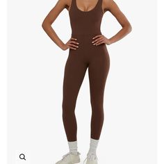 So Cute, Just Didn’t Fit Quite Right On Me. Nwt Casual Brown Bodysuit For Loungewear, Fitted Brown Casual Bodysuit, Casual Fitted Brown Bodysuit, Casual Brown Fitted Bodysuit, Casual High Waist Bodysuit For Loungewear, Casual Full-length Stretch Bodysuit, Fitted Brown Overall Jumpsuit, Fitted Brown Jumpsuit, Brown Leotard