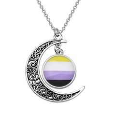 PRICES MAY VARY. ✿Material✿ Gay & Lesbian Pride Gift made of stainless steel, it is lead free and nickel free. Stainless Steel is hypo allergenic, it doesn’t rust, change colour or tarnish. ✿Size✿LGBTQ Crescent Moon charm pendant is 2.0 cm in diameter ,the necklace chain is 45+6 cm in diameter. Manual measuring permissible error .Awesome gifts for couples;Adding the spice of you and your lover and lighting the passion/fire ✿ Pansexual Jewelry ✿REAT GIFTS IDEAS: Perfect gift for your boyfriend/gi Pansexual Jewelry, Pride Jewelry, Pride Necklace, Awesome Gifts, Pride Gifts, Charm Pendant Necklace, Gifts For Your Boyfriend, Moon Charm, Rainbow Pride