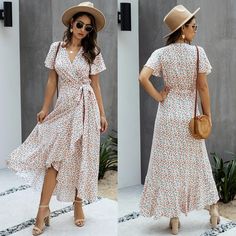 Brand Name:NoneOrigin:CN(Origin)Season:SummerNeckline:V-NeckSleeve Style:RegularDecoration:SashesStyle:BohemianDresses Length:Ankle-LengthMaterial:PolyesterSilhouette:A-LINEAge:Ages 18-35 Years OldSleeve Length(cm):ShortGender:WOMENWaistline:empirePattern Type:DOT Chic Polka-dotted Maxi Dress For Beach, Polka Dot Maxi Dress For Summer, Chic Polka Dot Maxi Dress For Beach, Summer V-neck Polka Dot Dresses, Polka Dot Summer Beach Dress, Polka Dot Summer Sundress Maxi Dress, Polka Dot Maxi Dress For Vacation, Summer Polka Dot Sundress Maxi Dress, Polka Dot V-neck Maxi Dress For Summer