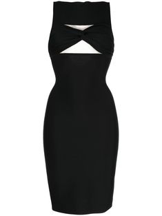 black cut-out detailing scoop back rear ruched detailing pencil silhouette rear zip fastening mid-length Black Pencil Dress, Pencil Dress, Cocktail Dress Party, Top Brands, Cut Out, Bodice, Fashion Branding, Party Dress, Cocktail Dress