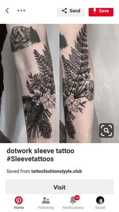 two tattoos that have been tattooed on each arm and one has flowers in the middle