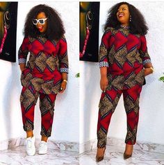 African Pants Suit, Trouser And Top For Ladies, Tops Ankara, Ankara Pants, African Pants, Ankara Trousers, African Print Pants, Ankara Clothing, Pant Suits For Women