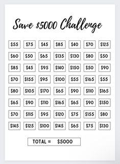 a white poster with the words save $ 500 challenge