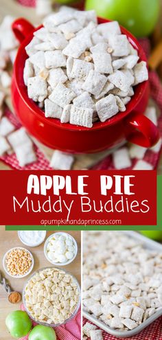 apples, marshmallows, and other ingredients for apple pie muddy buddies