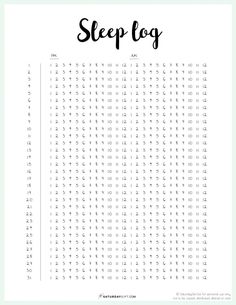 a printable sleep log with the words sleep fog written in black and white on it