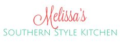 the logo for mellisa's southern style kitchen is shown in red and green