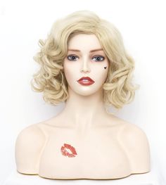 PRICES MAY VARY. 【Premium Material】The short curly wig is made of high quality synthetic fiber.Smooth texture give you experience soft hand feeling. 【Fashion Style】Fashion blonde style design help you build a brand-new look.Wavy hair matching the Middle part hair style shows your pretty and charm. 【Adjusted Size】There are two stretchy hooks inside wig.You can adjust the size in 21.5 - 22.5 inches by them.So that it’s easy wear this wig for various head shapes and size. 【Wear Occasion】Fashion gol Blonde Wavy Wig, Middle Part Wig, Middle Part Hairstyles, How To Wear A Wig, Wavy Wigs, Short Curly Wigs, Natural Wigs, Wavy Wig, Short Wavy