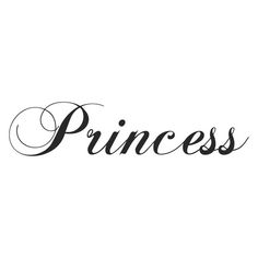 the word princess written in cursive writing on a white background with black ink