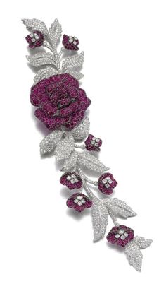 Ruby Flower, Magnificent Jewels, Diamond Cufflink, Diamond Brooch, Cz Jewelry, Floral Jewellery, Rose Cut Diamond, High Jewelry, Gold Pearl