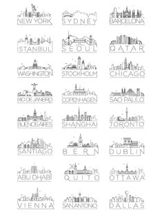 the cities and their names are shown in black and white