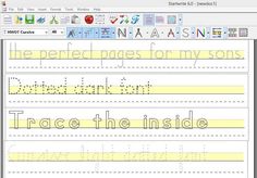 a computer screen showing the font and numbers in an exercise sheet for children to practice their handwriting