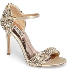 Free shipping and returns on Badgley Mischka Collection Tampa Ankle Strap Sandal at Nordstrom.com. This strappy sandal will add just enough sparkle and shine to any LBD and keep it looking au courant. And with a well-padded footbed, this stiletto style isn't just about being on trend, it's also super comfortable, too. Evening Shoe, Sparkly Wedding Shoes, Embellished Heels, Strap Sandals Women, Satin Heels, Evening Shoes, Sergio Rossi, Open Toe Sandals, Marchesa