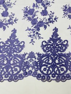 purple lace with flowers on white background