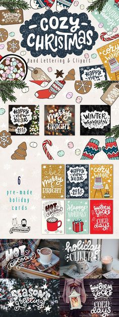 Cozy Christmas Lettering & Clipart, a Seasonal Illustration by Sketchetarian Font #font fonts #fonts christmas fonts #christmasfonts Christmas font #christmasfont 5.932 Create Christmas Cards, Christmas Cozy, Flyers Design, Hand Lettering Quotes, Warm Blanket, Mug Wrap, 3d Christmas, Christmas Lettering, Photo Overlays