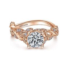 a rose gold engagement ring with an intricate design on the shan shan shan shan shan shan shan