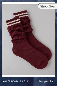 Knit blend with a hint of stretch/Wear them low for a laid-back look/10" height Slouchy Socks, Fall Socks, Women Socks, Cute Socks, My Vibe, Christmas List, Socks Women, American Eagle Outfitters, Women's Jeans